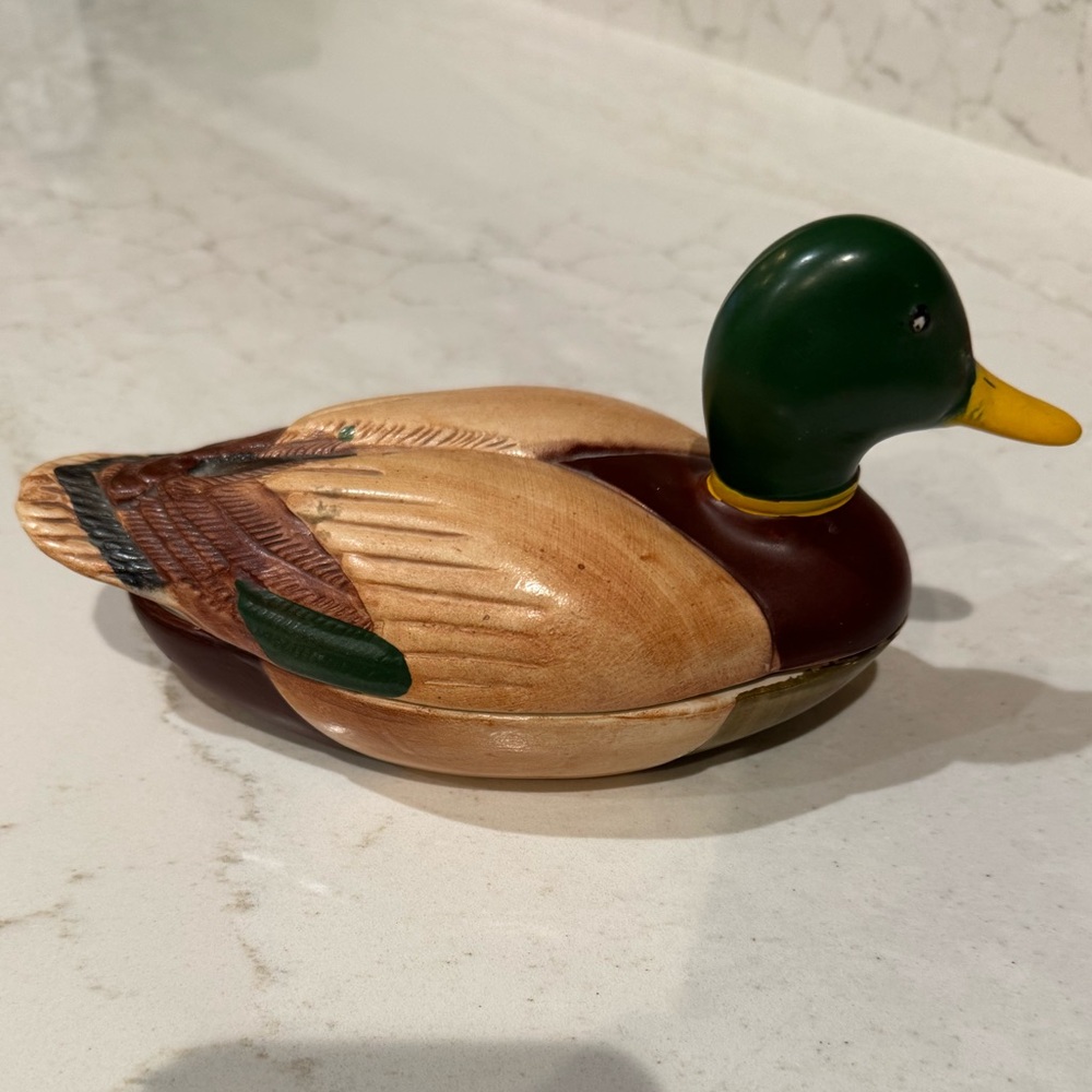 1978 Avon Ceramic Mallard Duck Trinket Box that was handcrafted in Brazil!